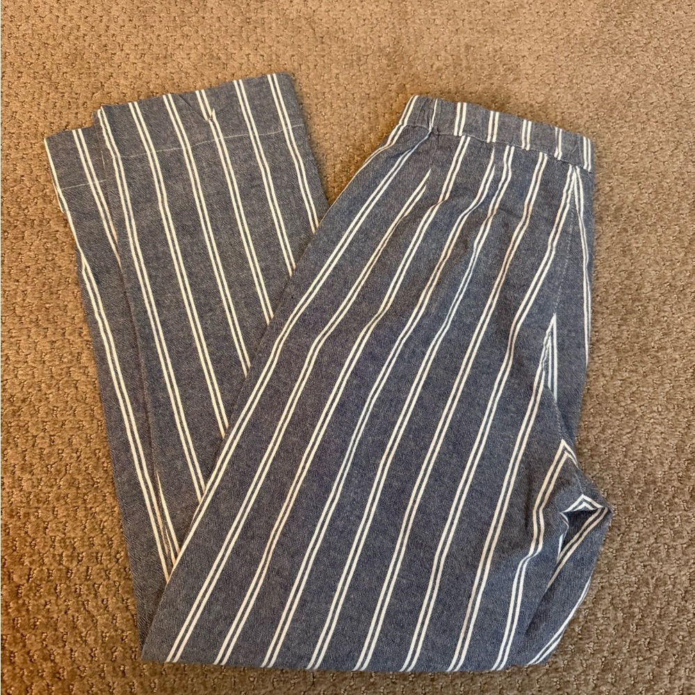 Brandy Melville Striped Women’s Pants - Blue and White